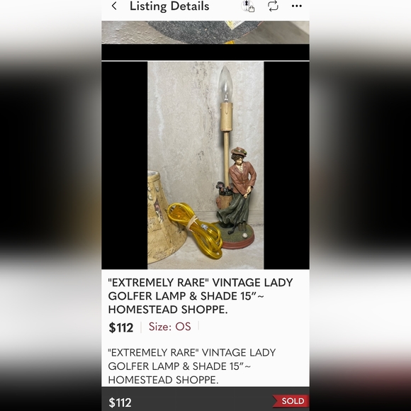 "Extremely Rare" & Unique Vintage Lady Golfer Lamp & Shade 15” Homestead Shoppe - Picture 8 of 8